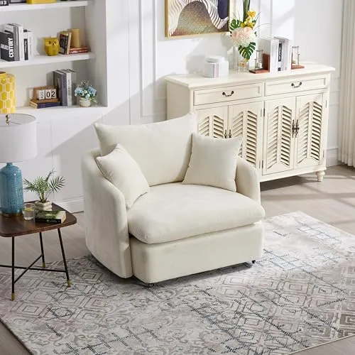 Eafurn 46" Oversized Swivel Barrel Chair