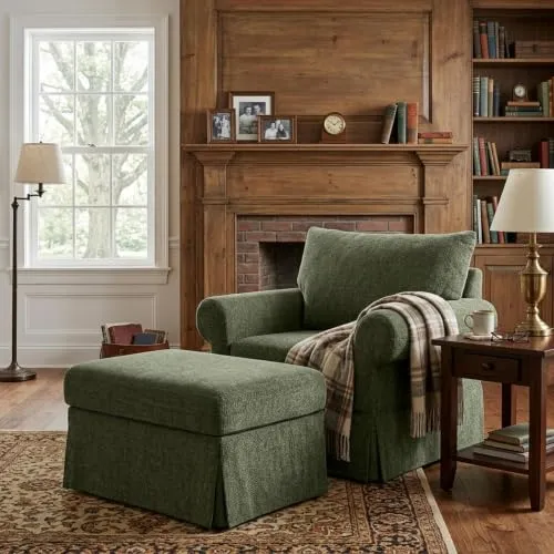 Eafurn Chenille Accent Chair with Ottoman