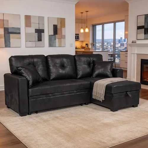 Eafurn Tufted Sectional Sleeper with Storage Chaise